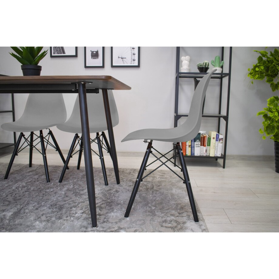 Krzesło Do Jadalni Kuchni Salonu Osaka Szare / Nogi Czarne X 3