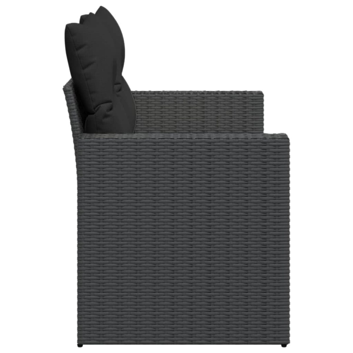 vidaXL Sofa ogrodowa z poduszkami, 2-osobowa, czarna, z polirattanu