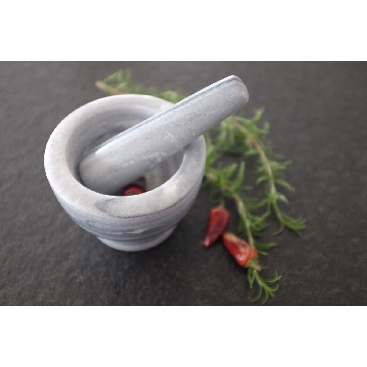 Moździerz marmurowy z tłuczkiem do ziół, naczynie kuchenne do rozdrabniania przypraw - ZELLER