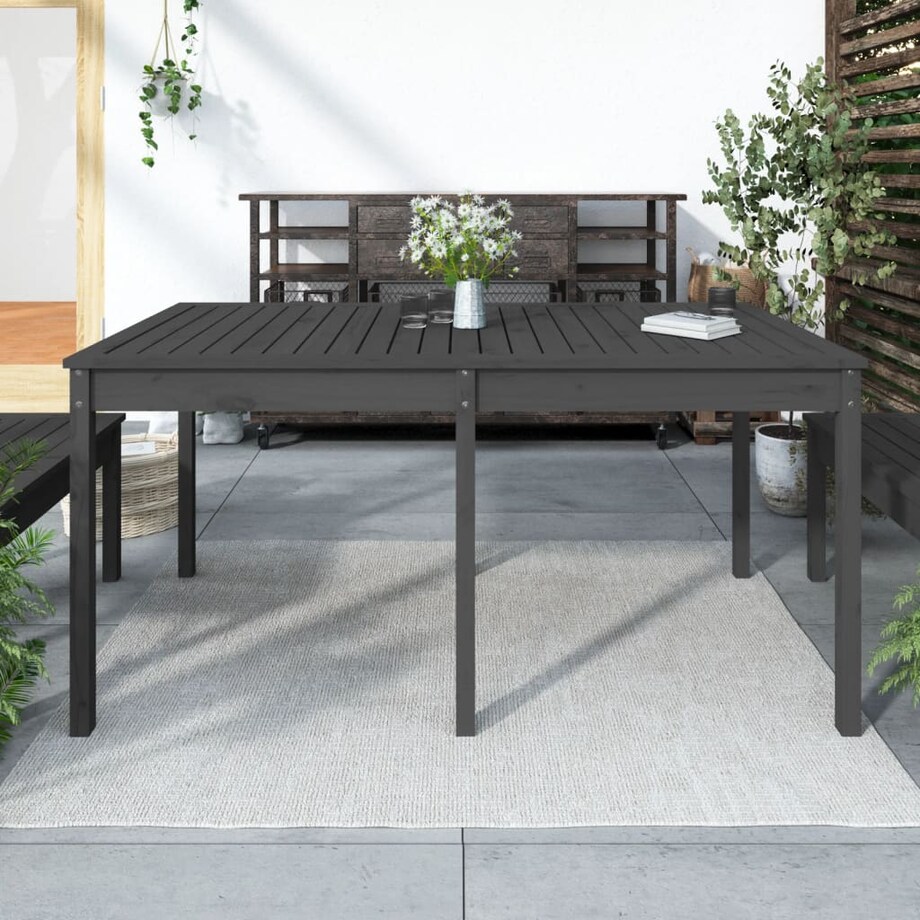 vidaXL Stół ogrodowy, szary, 159,5x82,5x76 cm, lite drewno sosnowe