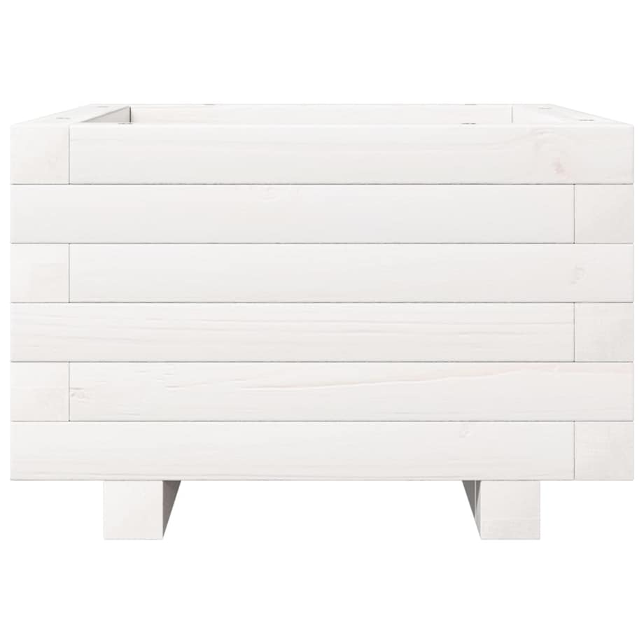 vidaXL Donica ogrodowa, biała, 40x40x26,5 cm, lite drewno sosnowe