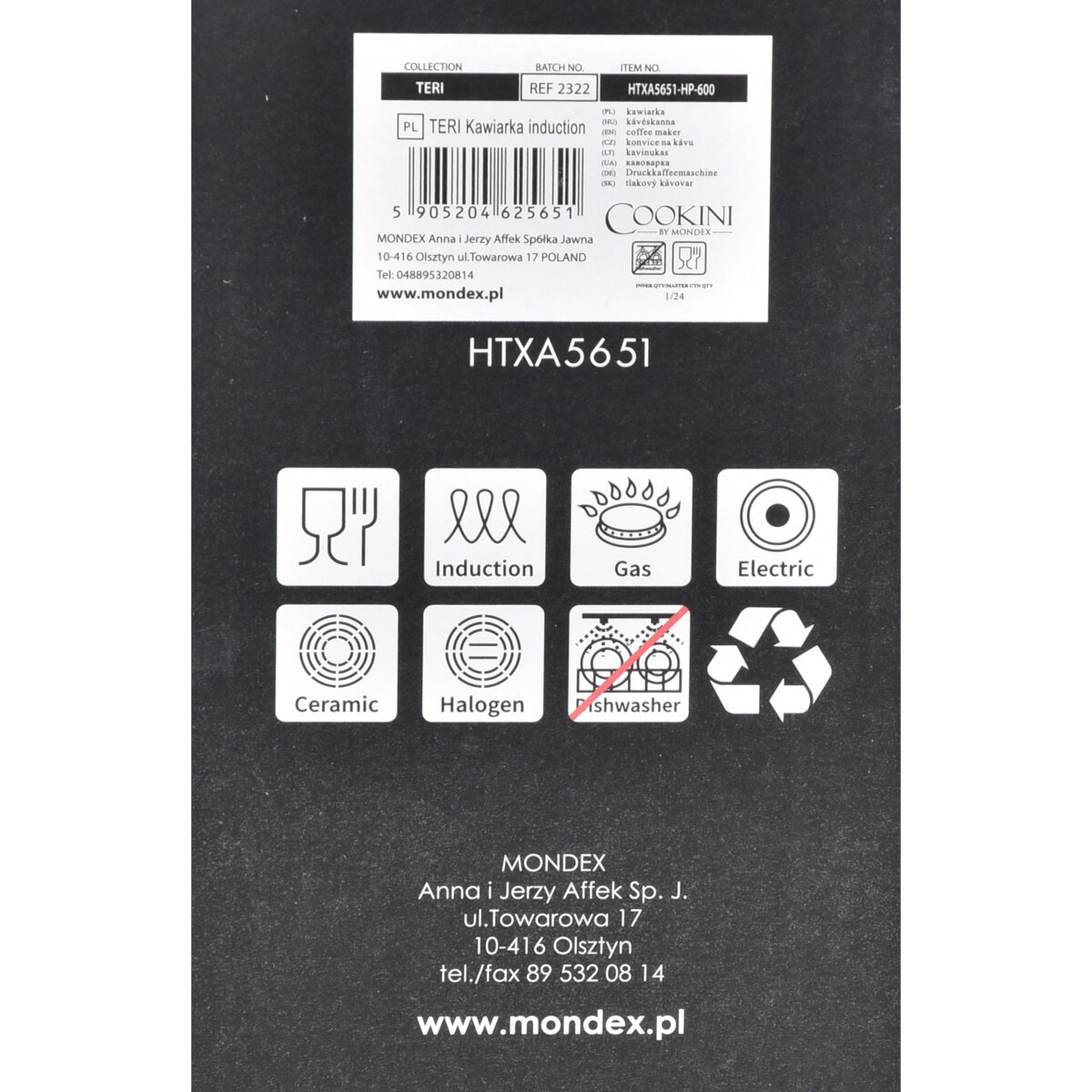 TERI Kawiarka 300ml indukcja COOKINI 9,5x17xh19cm