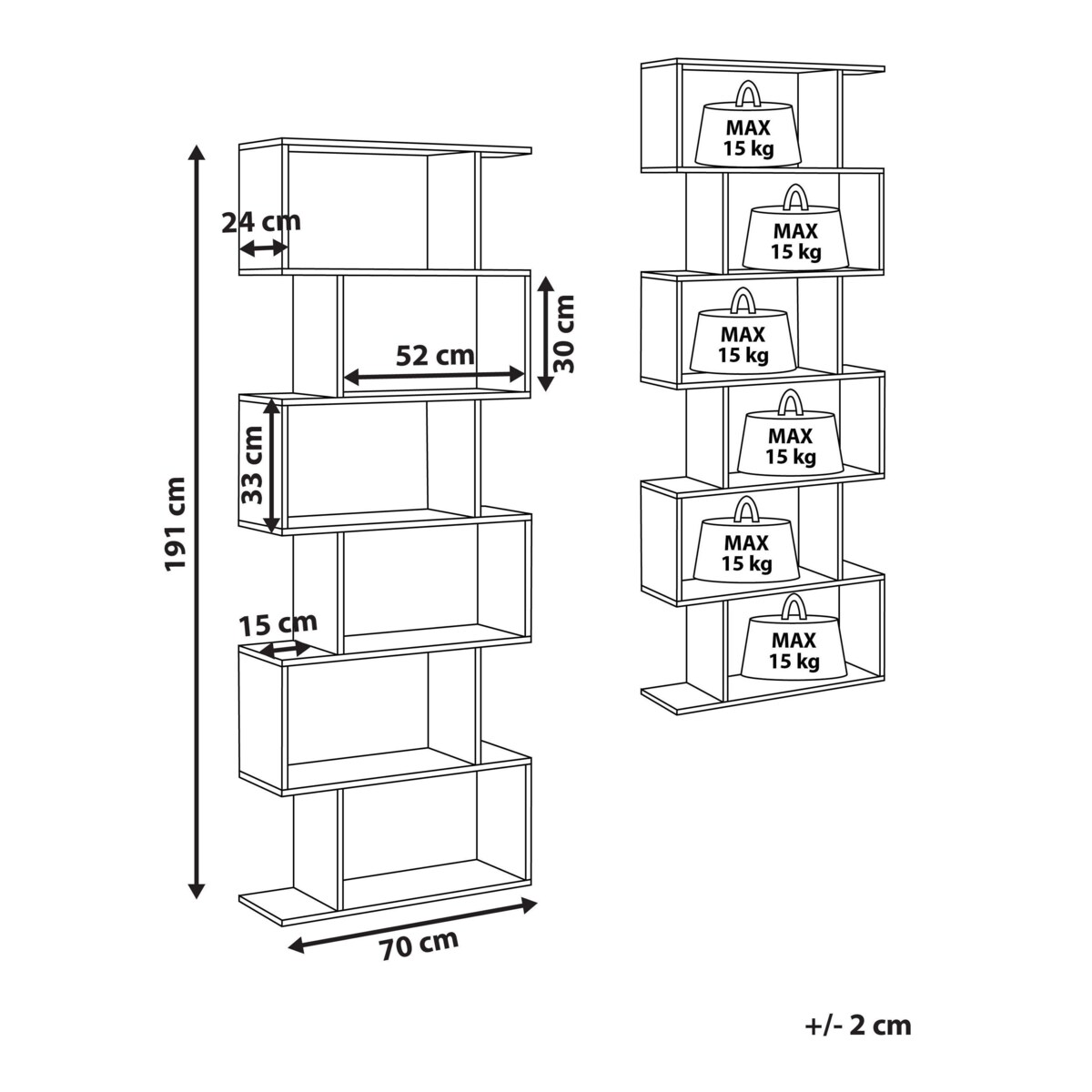 Regał 6 półek ciemne drewno VALDOSA
