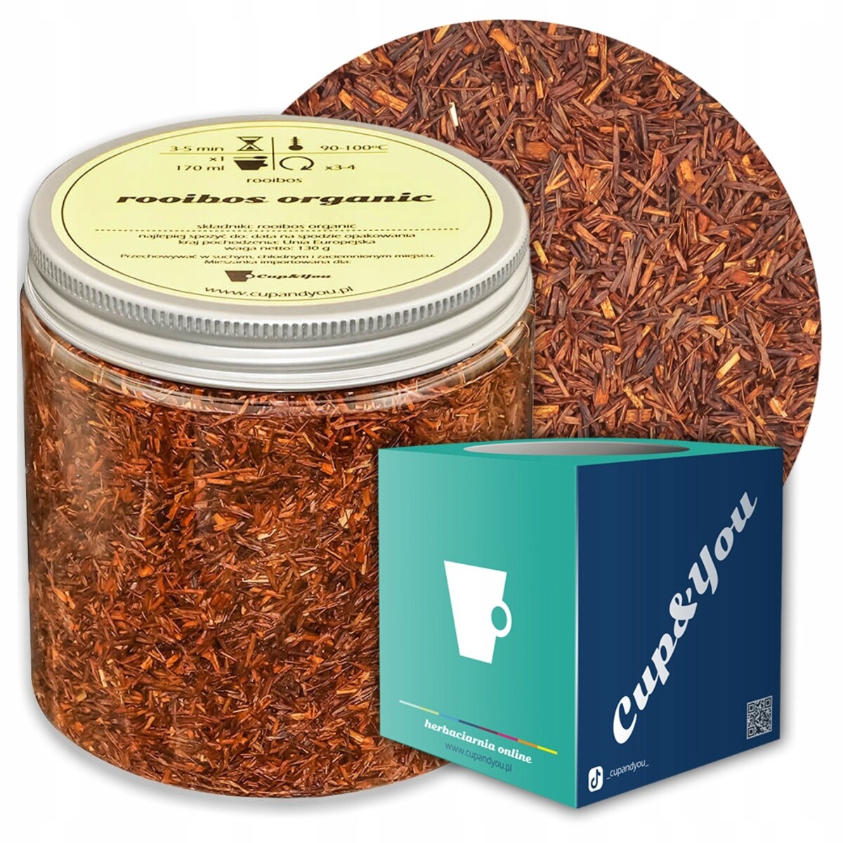 Herbata rooibos z czerwonokrzewu ORGANIC o pełnym silnym smaku rooibosa - herbata liściasta sypana mieszanka napar susz - gotowa na prezent upominek