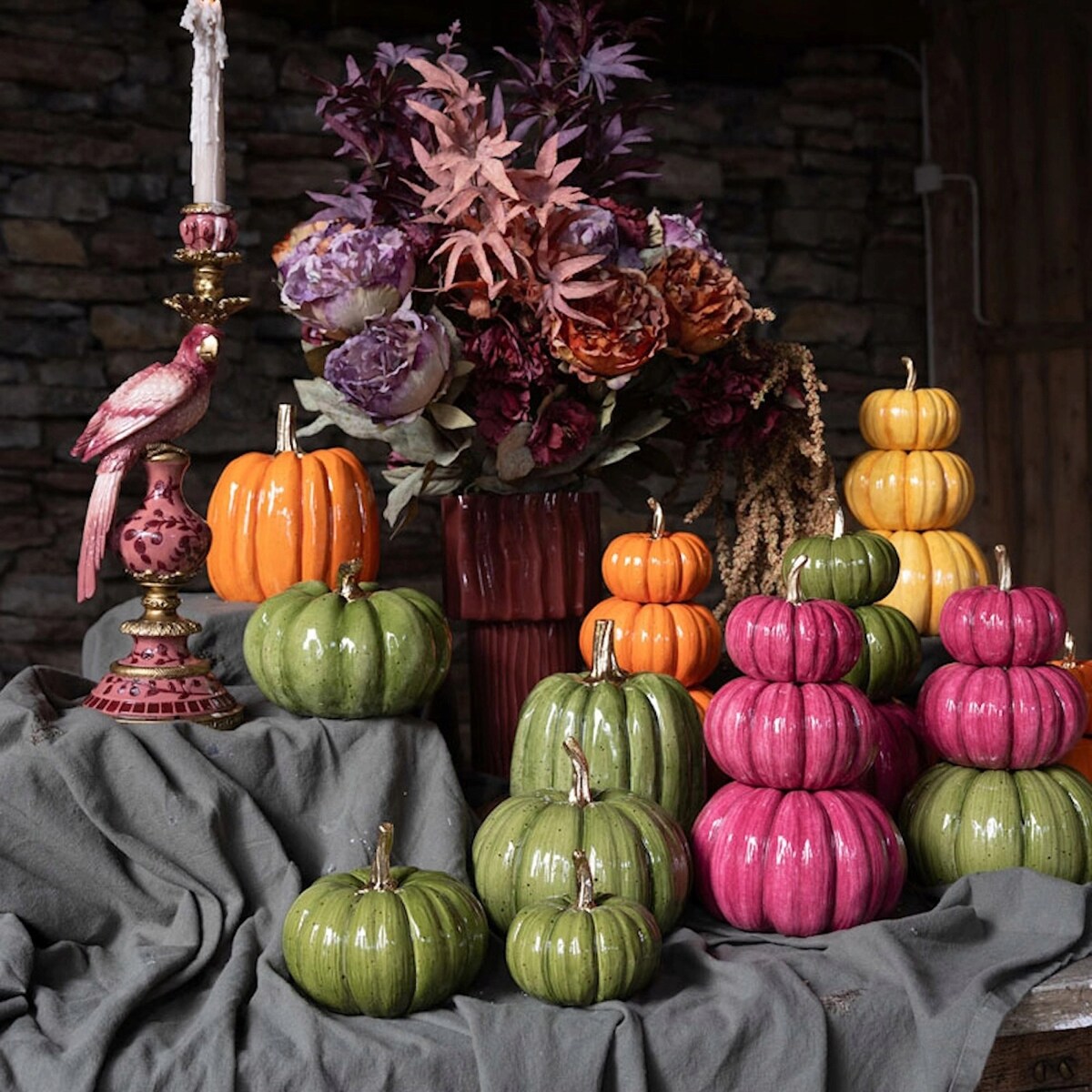 FIGURKA DYNIA 3 szt ZIELONA NA HALLOWEEN JESIEŃ TARAS 26cm WYSOKA OGRODOWA