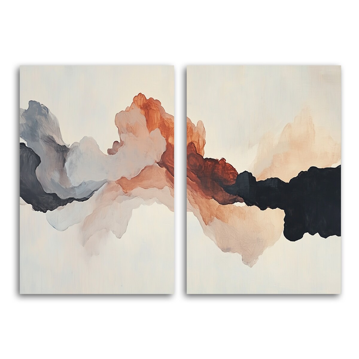 Zestaw 2 obrazów do nowoczesnych wnętrz salonu sypialni biura jadalni spa loftu Beżowe plamy akwarela abstrakcja 140x100 (2x70x100)