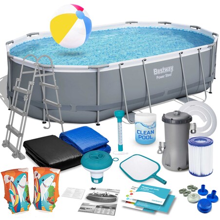 Basen ogrodowy stelażowy 488x305x107 cm BESTWAY zestaw 17w1