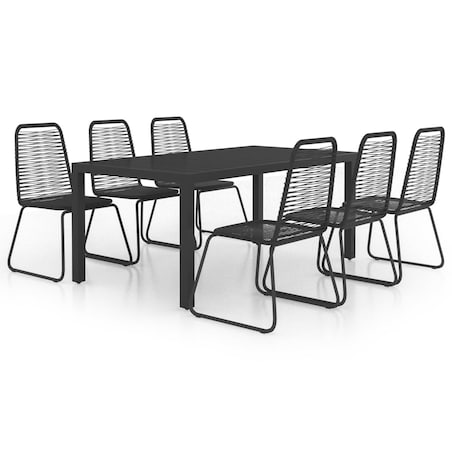 vidaXL 7-częściowy zestaw mebli ogrodowych, rattan PVC, czarny