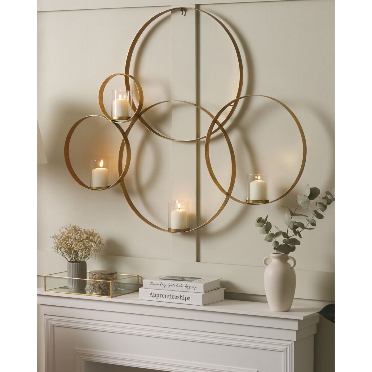 Świecznik ścienny metalowy 80 cm złoty BURU