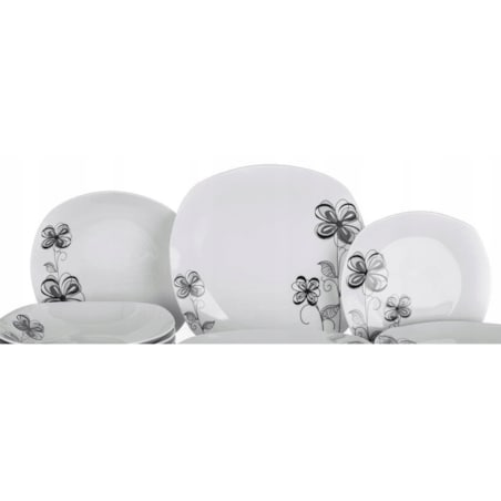 TALERZE OBIADOWE ZESTAW na prezent jadalnia 18ele kwadratowe kwiaty box