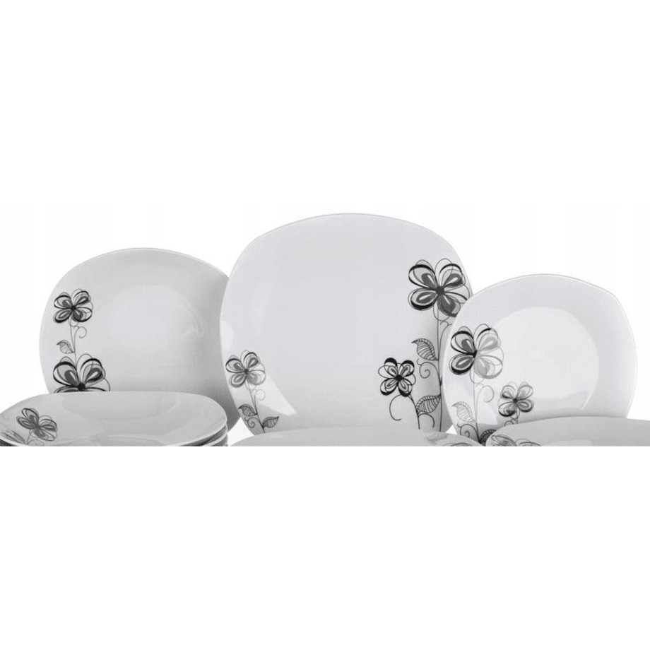 TALERZE OBIADOWE ZESTAW na prezent jadalnia 18ele kwadratowe kwiaty box