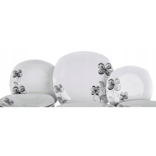 TALERZE OBIADOWE ZESTAW na prezent jadalnia 18ele kwadratowe kwiaty box