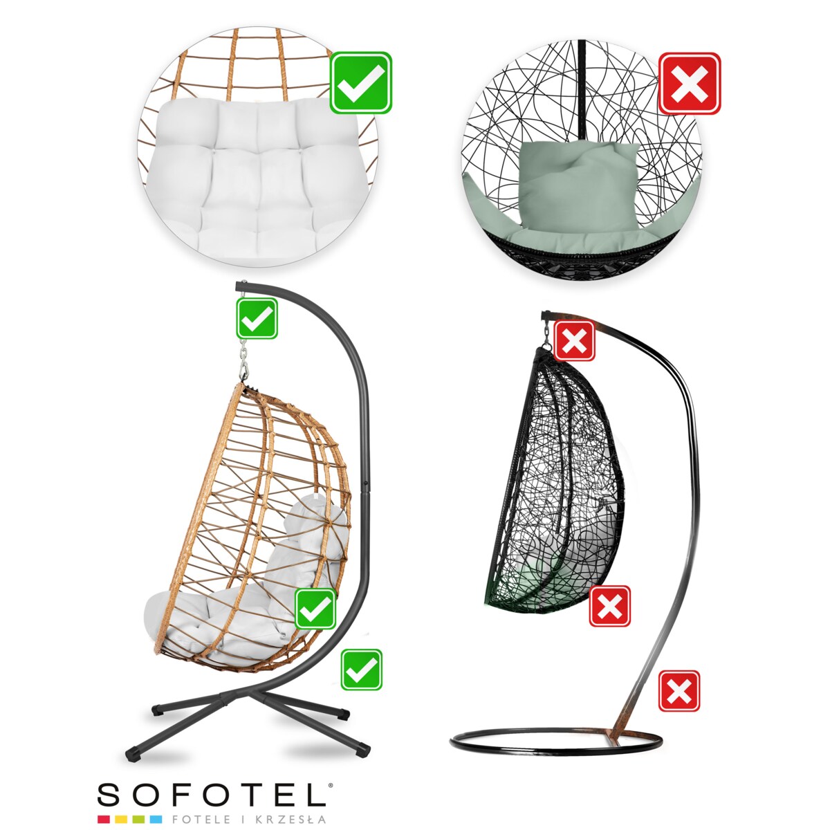 Fotel wiszący kokon ogrodowy składany huśtawka Tihuana Sofotel