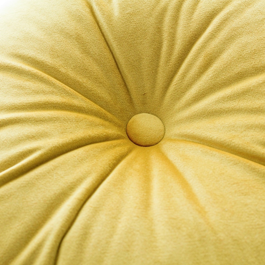 Poduszka okrągła z guzikiem, oliwkowy zielony, ⌀37 cm, Velvet