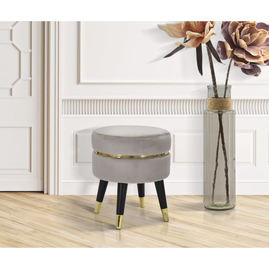 Pufa taboret dekoracyjny 40,5xØ35 cm PARIGI szary