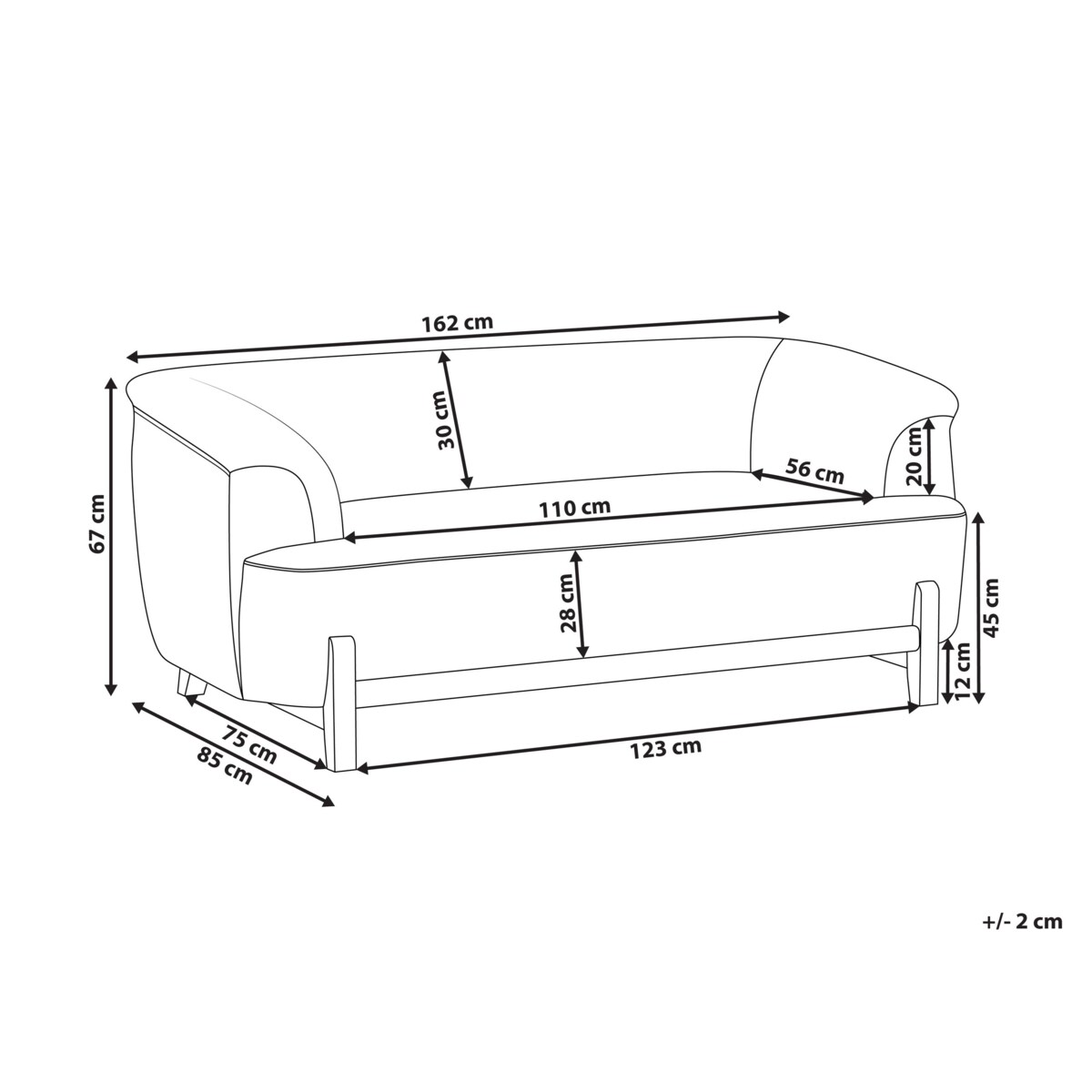 Sofa dla 2 osób ALNOR Ciemnoszary