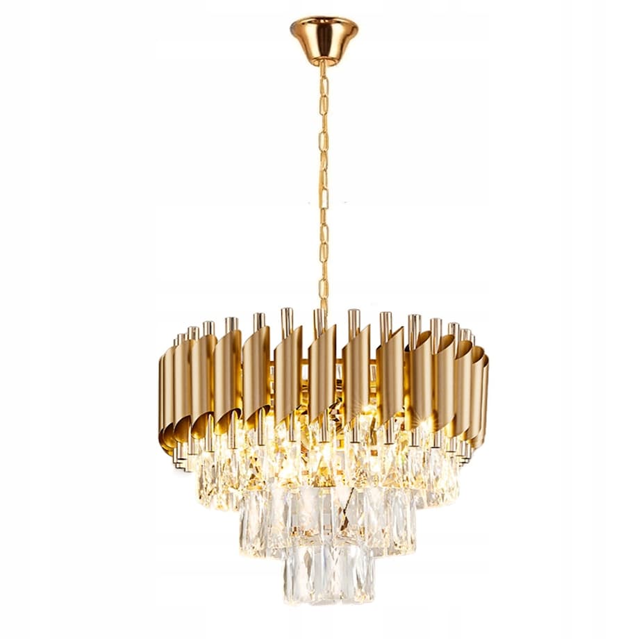 Lampa Sufitowa Kryształowa Glamour Złota Kryształ