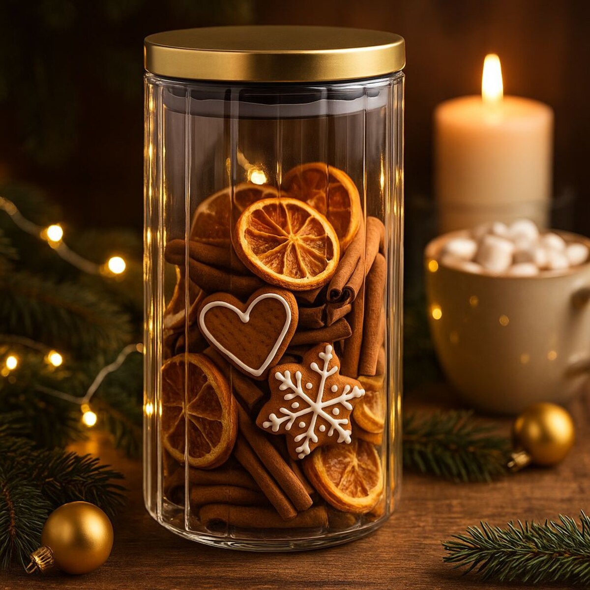 Szklany słoik ze złotą pokrywką, 1000 ml