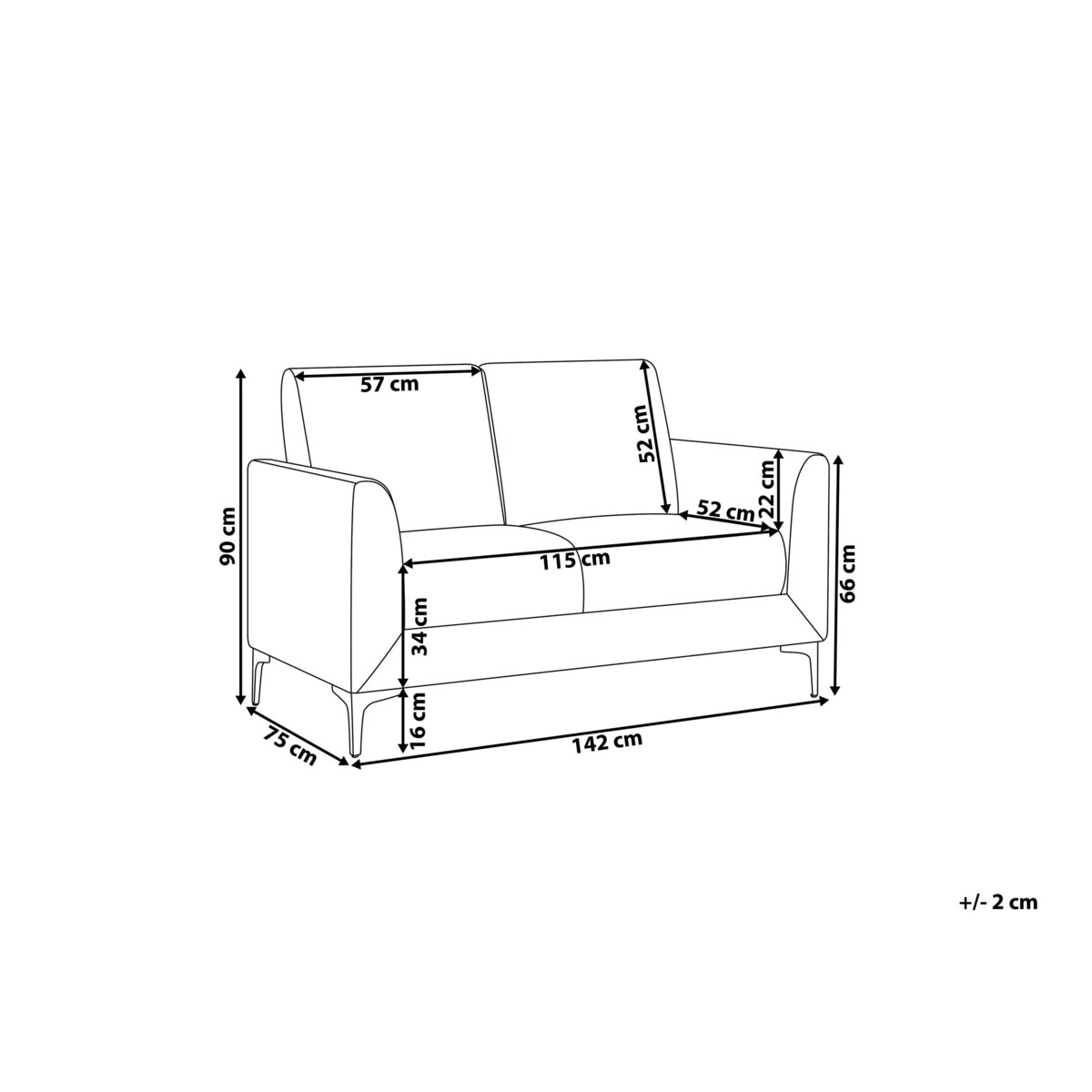 Sofa 2-osobowa welurowa niebieska FENES
