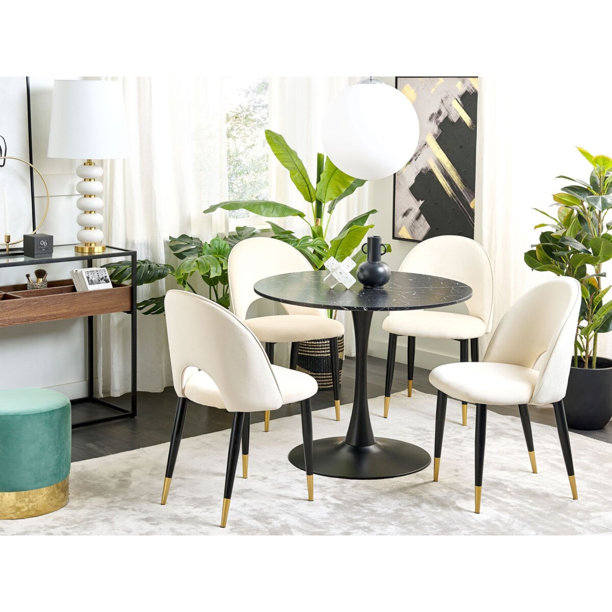 Zestaw 2 krzeseł do jadalni welurowy beżowy MAGALIA