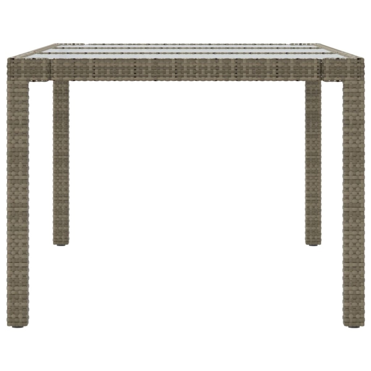 vidaXL Stół ogrodowy, szary, 190x90x75 cm, szkło hartowane i rattan PE