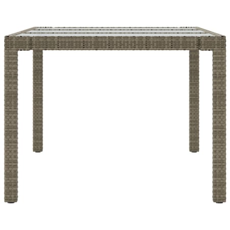 vidaXL Stół ogrodowy, szary, 190x90x75 cm, szkło hartowane i rattan PE