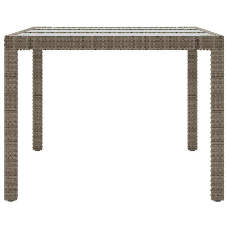 vidaXL Stół ogrodowy, szary, 190x90x75 cm, szkło hartowane i rattan PE