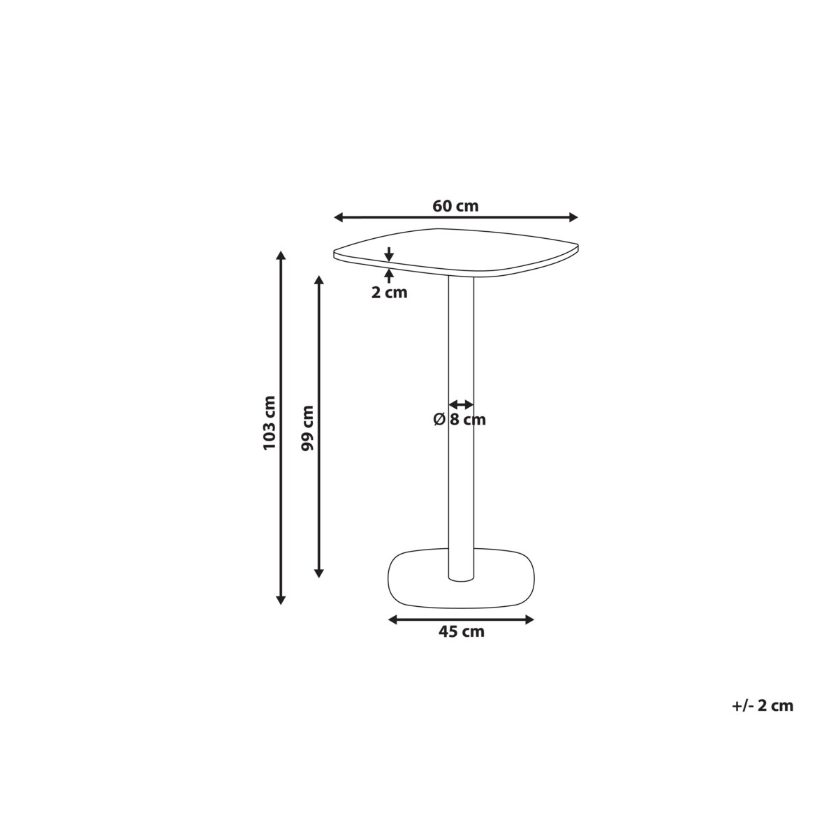 Stół barowy MORELLA Czarny/ ciemny brąz 60 cm