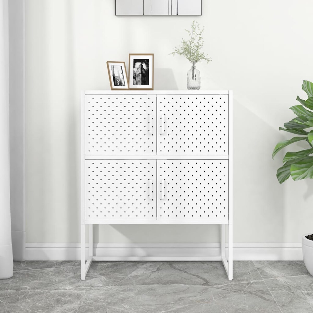 vidaXL Szafka, biała, 80x35x100 cm, stal