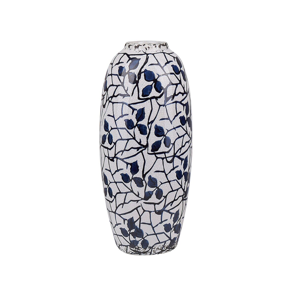 Wazon na kwiaty ceramiczny biały z niebieskim MUTILENE