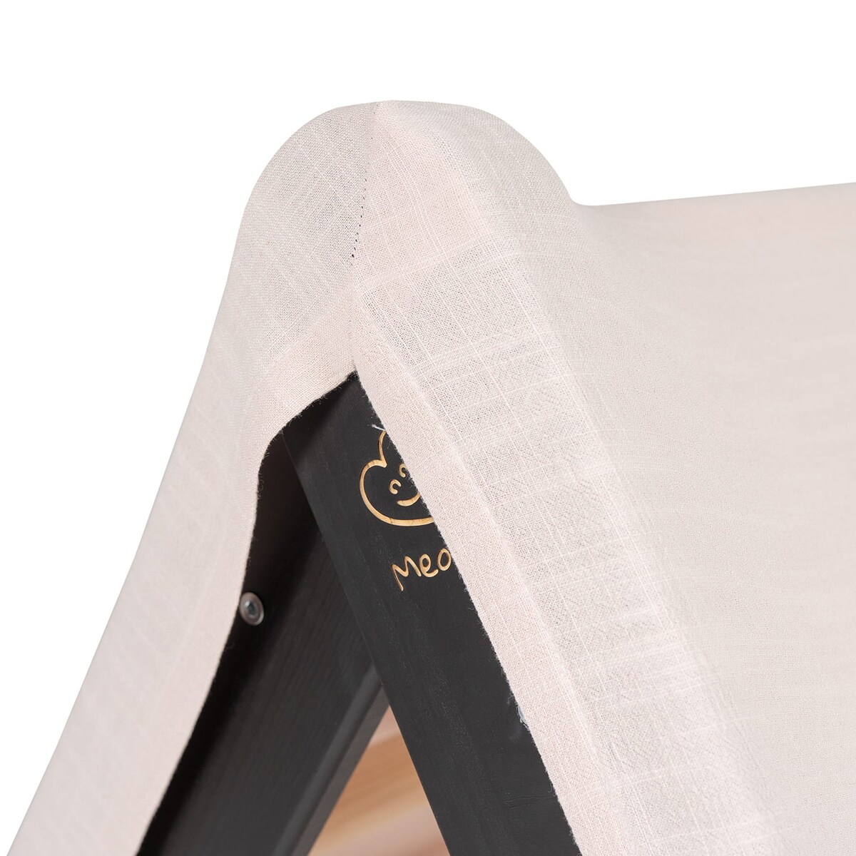 Domek z Drabinką dla Dzieci 60x61cm, Drewno, Len, Wiskoza, Różowy Domek, Czarna Drabinka