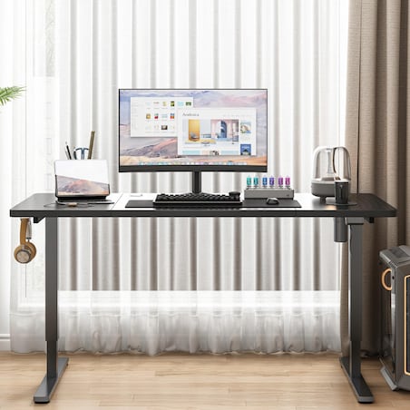 Biurko Elektryczne Podnoszone Czarne 160 cm Regulowane Wysokości 72-118 cm