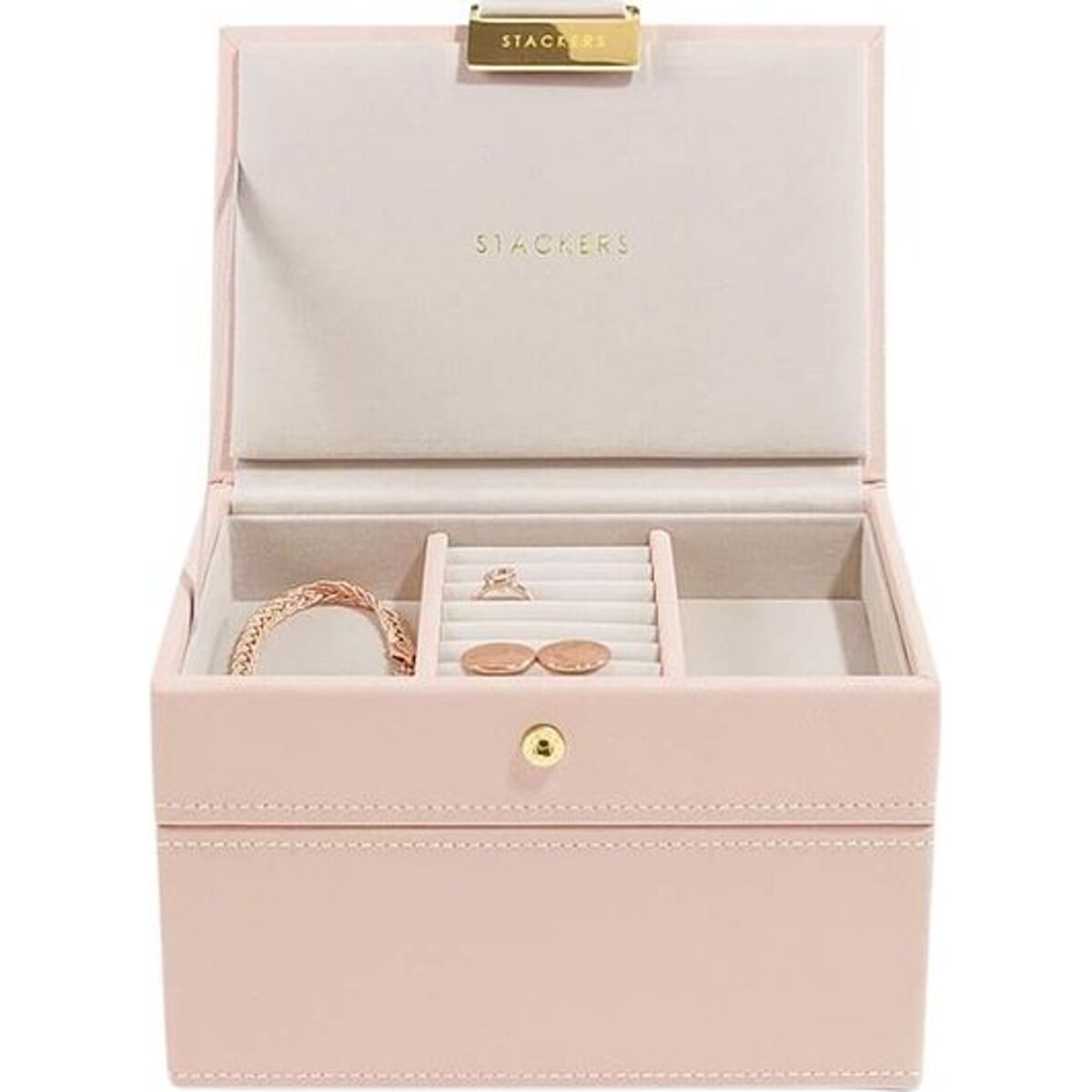 Szkatułka na biżuterię Stackers podwójna mini różowo-szampańska