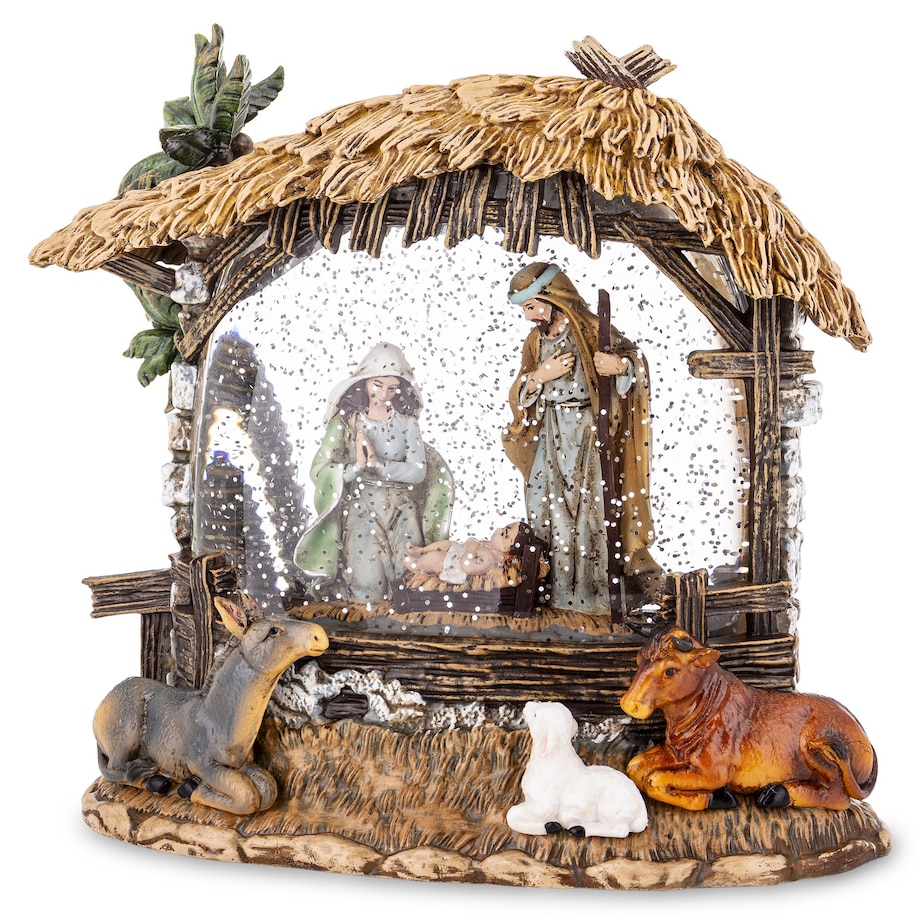 Dekoracja świąteczna LED i pozytywka - szopka w kuli 20x21x10 cm GORDALINA