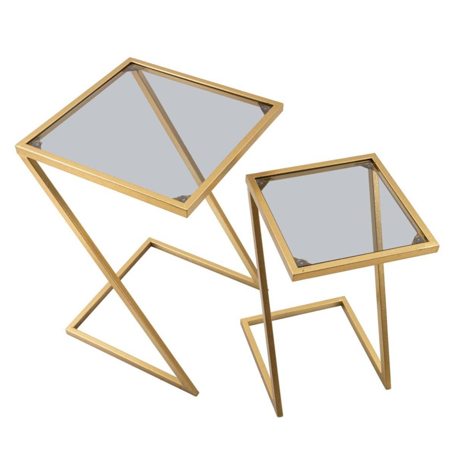 Zestaw stolików pomocniczych z blatem z dymionego szkła