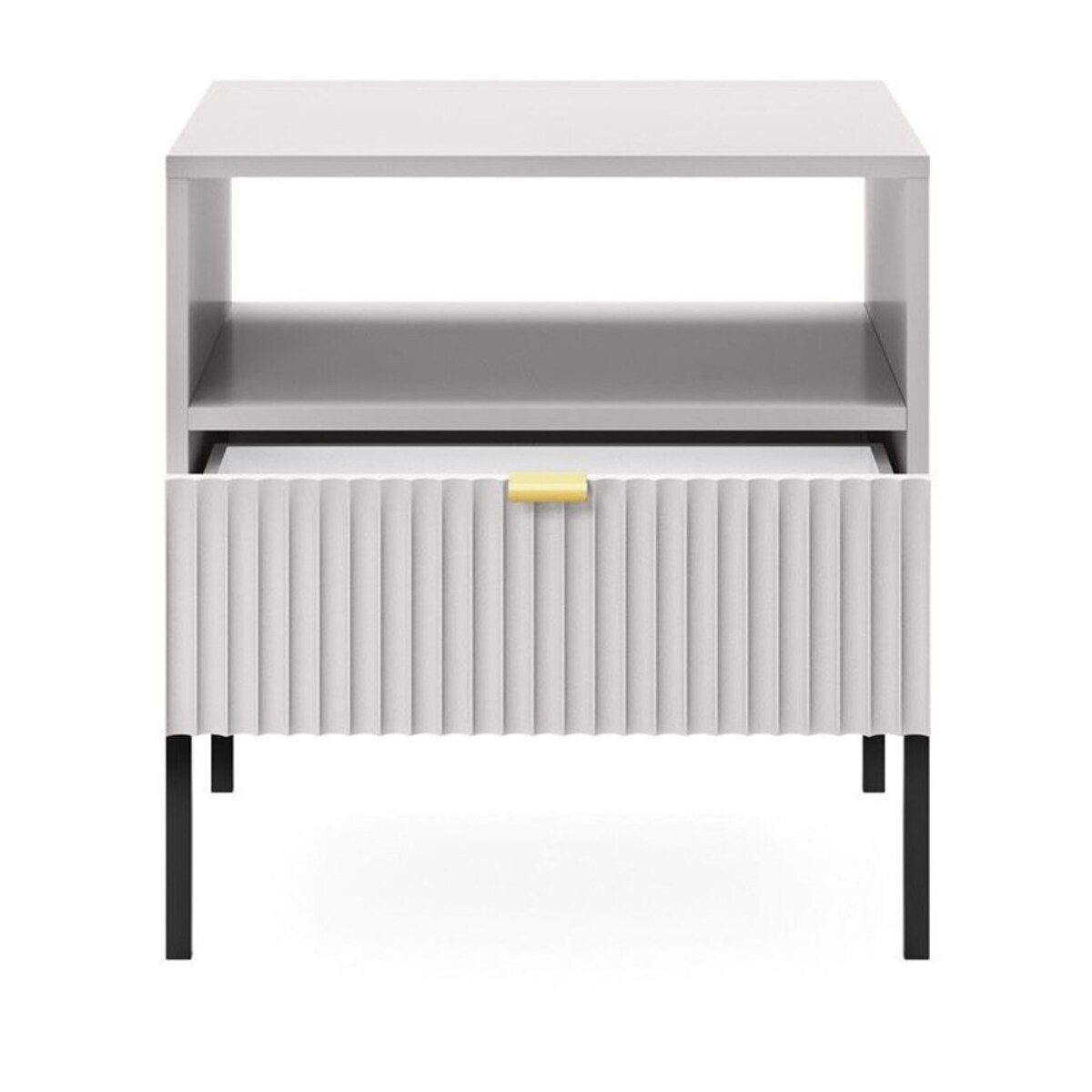 Szafka nocna Delicious ryflowana szara