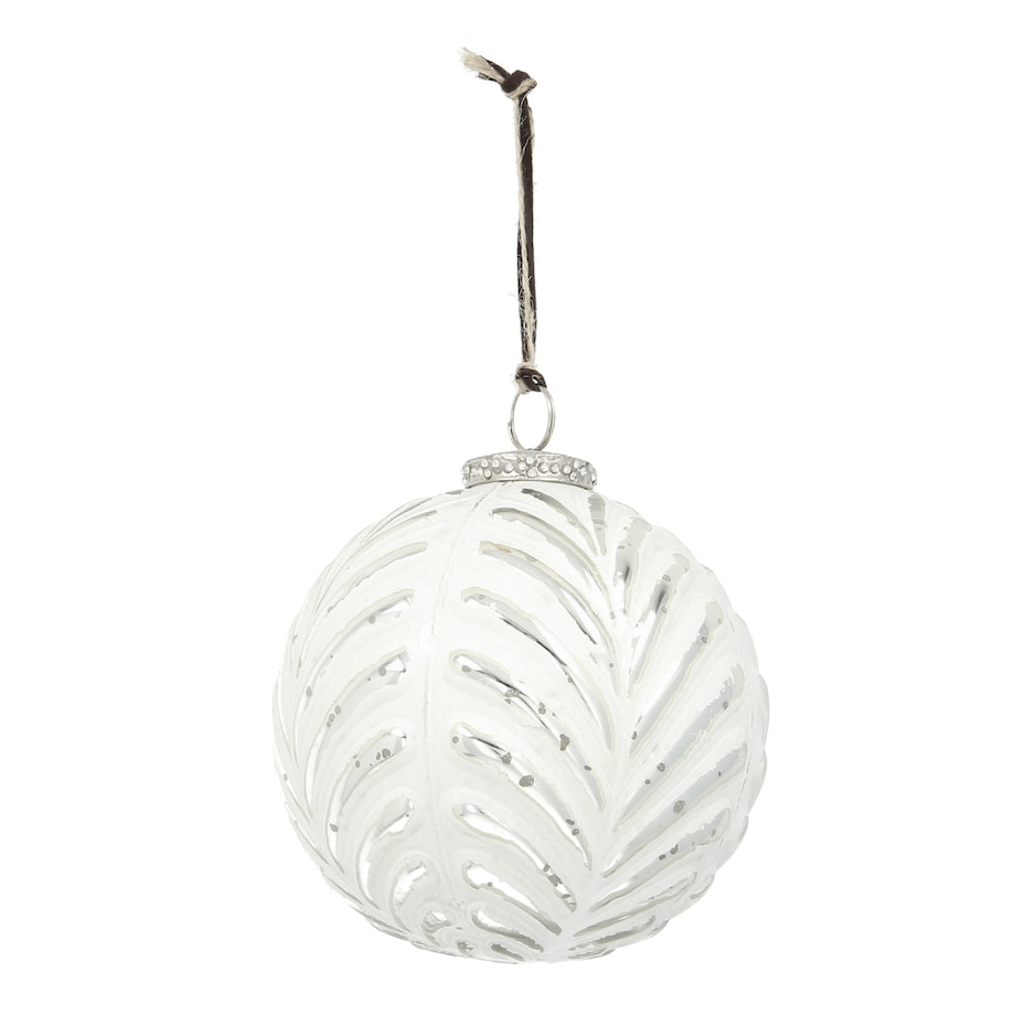 Bombka Vintage Snow ⌀12 cm white boże narodzenie, święta, świąteczne, biały, 12x13 cm