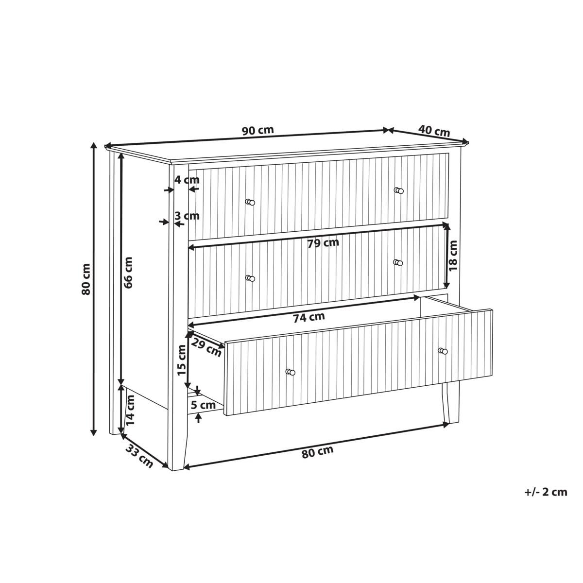 Komoda 3 szuflady ASSISI Biały