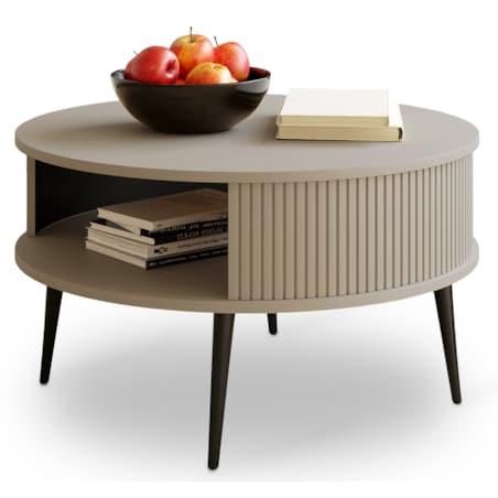 Japandi Stolik Kawowy Okrągły KASZMIR Lamele 76 cm VERLO Stolik do Salonu