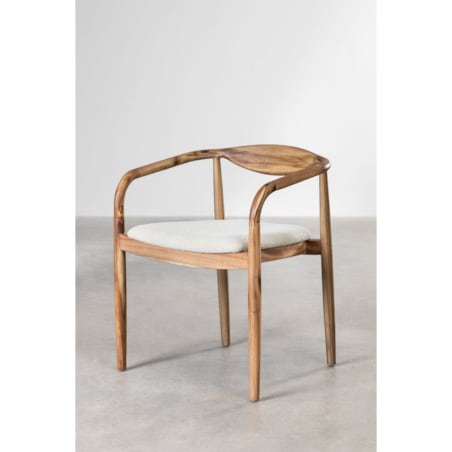 Krzesło z drewna z szenilowym siedziskiem Mallory rustykalny brąz