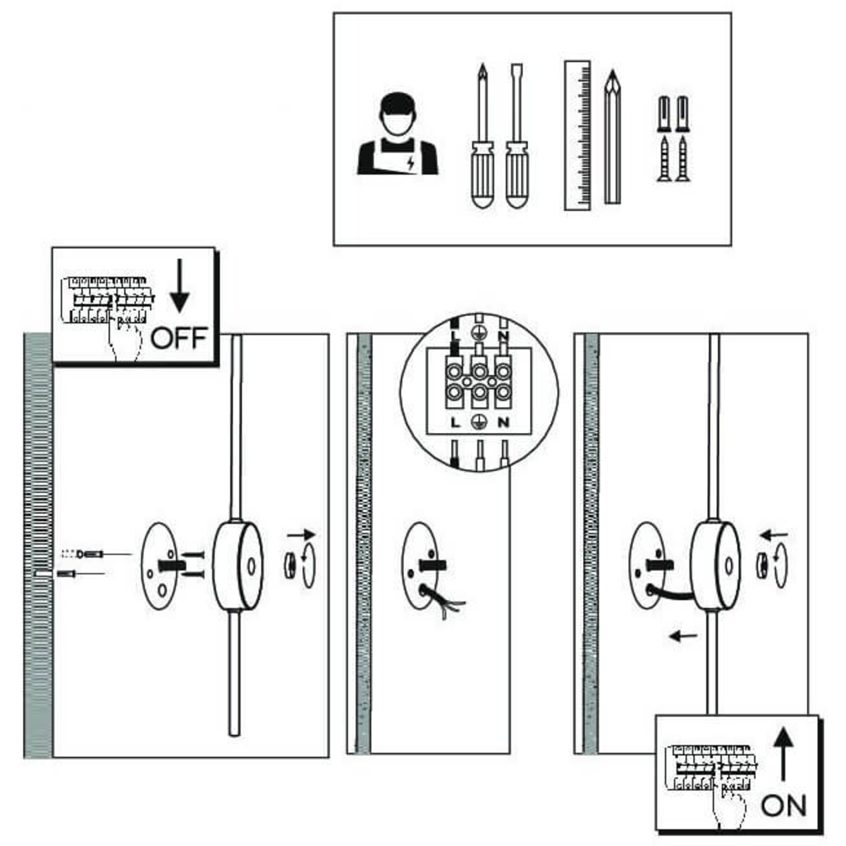 Ścienna lampa bawełniana Mahaka 4031 Shilo z włącznikiem czarna