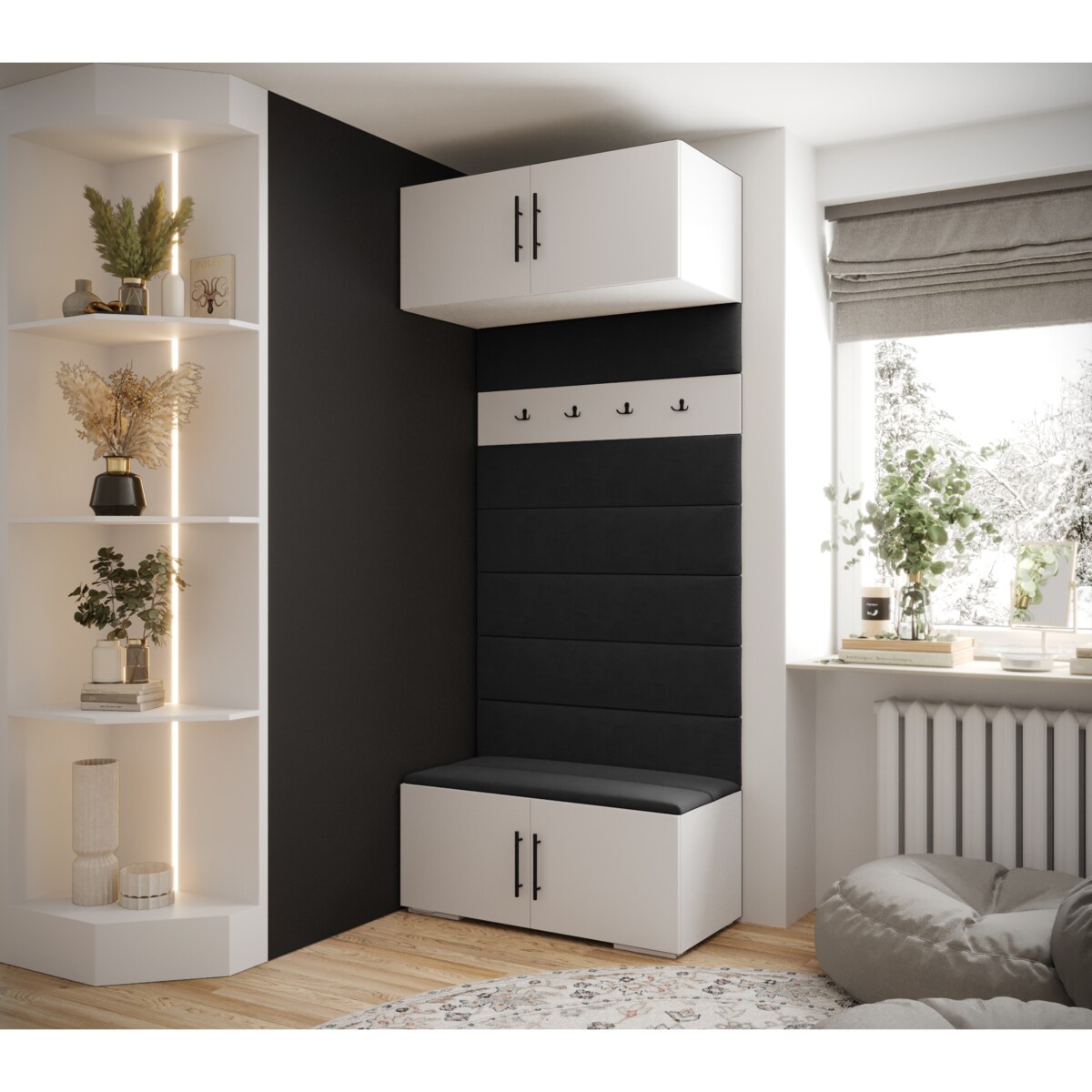 Garderoba do przedpokoju INOVA 3 biały+czarny+manila18