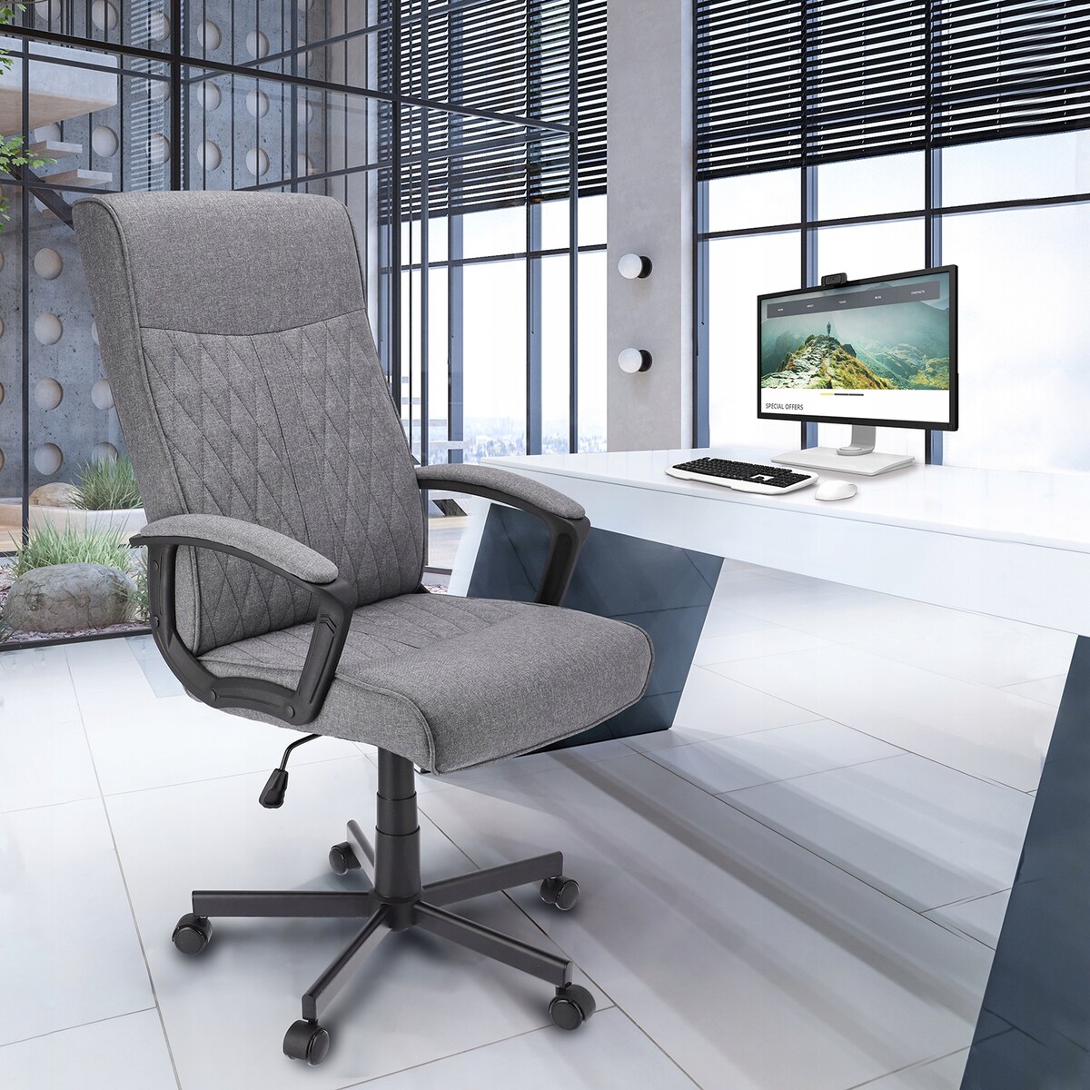 Fotel biurowy COMFORT pikowany szary