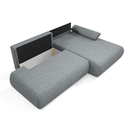 Narożnik rozkładany PENTI z pojemnikiem na pościel, prawy, ciemno-szary