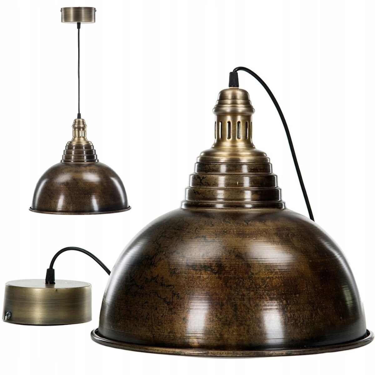 LAMPA SUFITOWA WISZĄCA NAD STÓŁ DUŻA 38cm LOFT METALOWA DO SALONU SYPIALNI