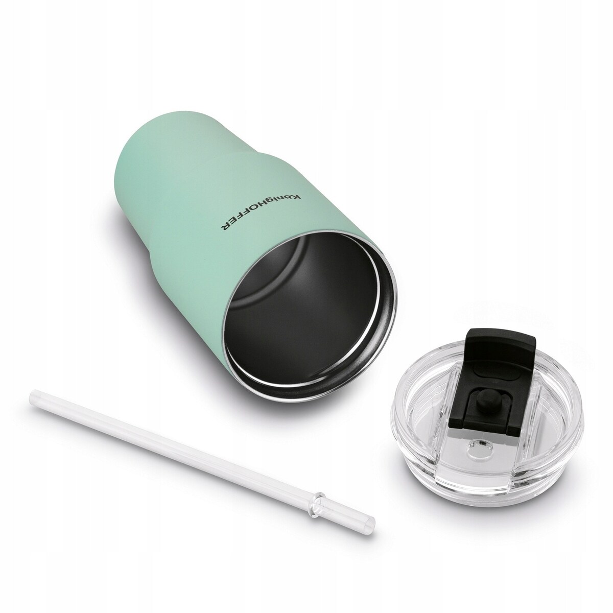 Kubek termiczny ze słomką 420ml MIĘTOWY na ciepłe zimne napoje kawę koktajl