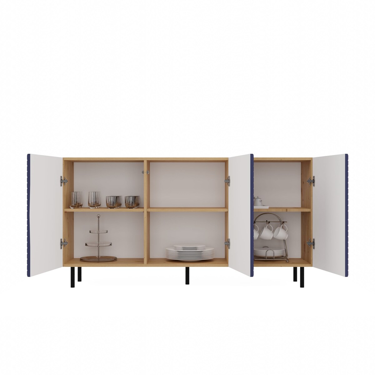 KOMODA KAMA 3K RYFLOWANY FRONT KWADRAT GRANATOWY