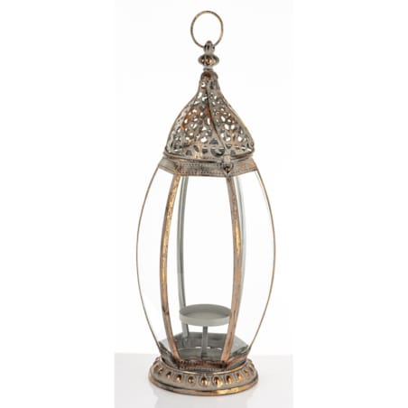 Lampion metalowy ze szkłem 53x17,5x17,5 cm OVALENA