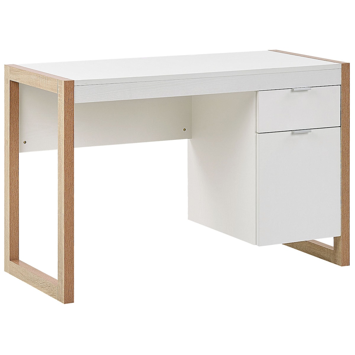 Biurko JOHNSON Brązowy/ biały 112 cm 50 cm ze schowkiem