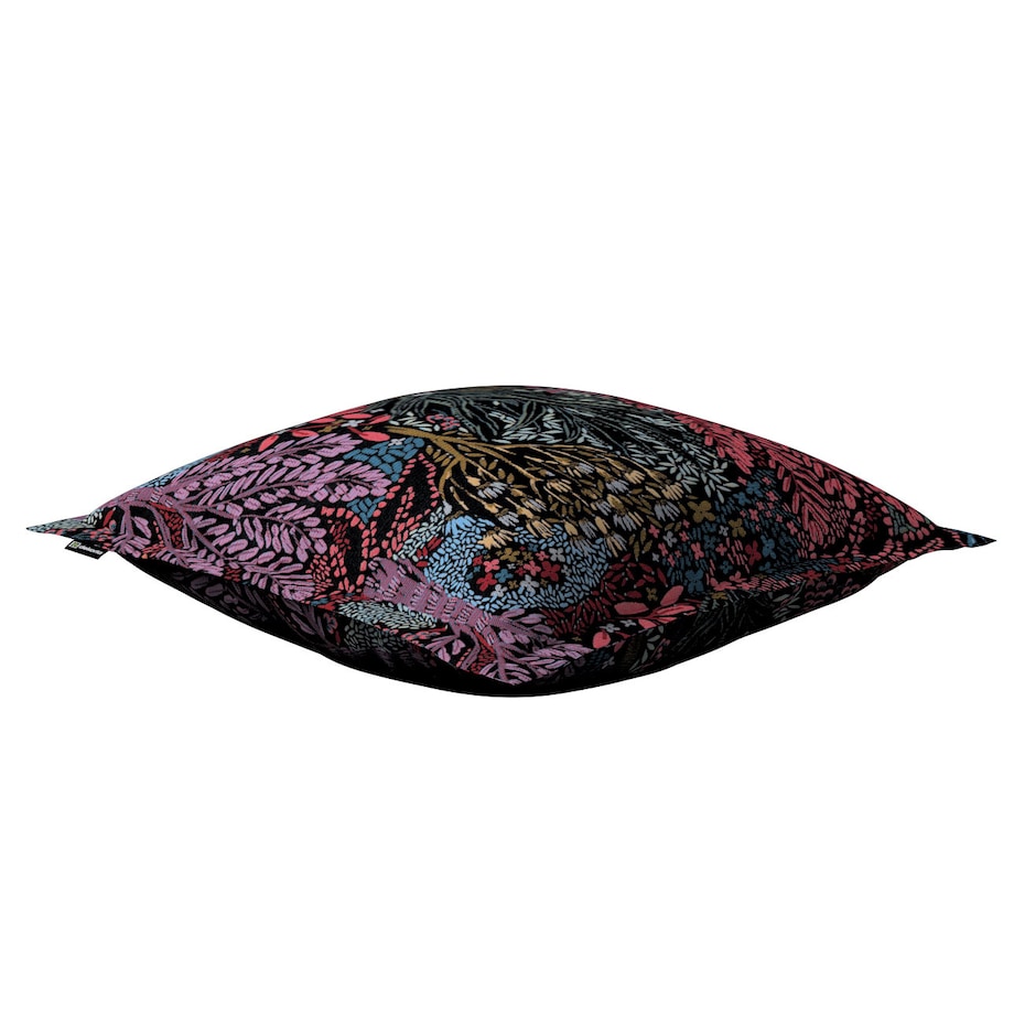 Poszewka Mona na poduszkę 45x45 kolorowe rośliny na czarnym tle